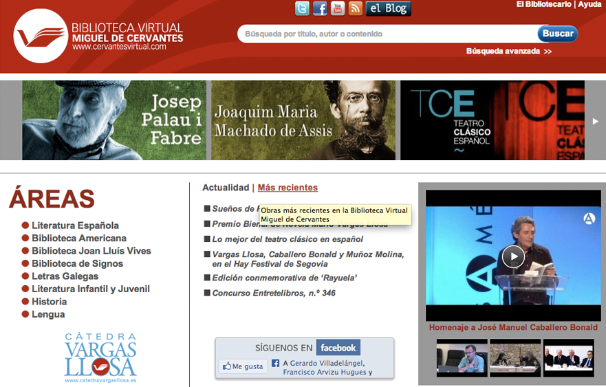 Para leer sin límite en español: Biblioteca Virtual Miguel de Cervantes