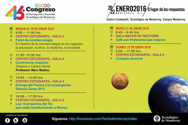 Celebrará Tec de Monterrey 46° edición del Congreso de Investigación y Desarrollo