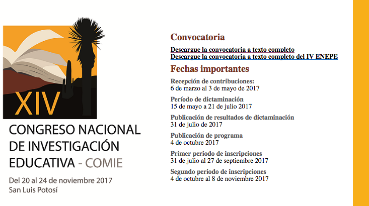 Continúa abierta la convocatoria para el  XIV Congreso Nacional de Investigación Educativa
